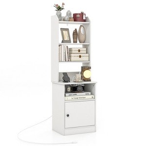 Tangkula Nightstand Bedside End Side Table Bookshelf w/ Charging Station - 1 of 4
