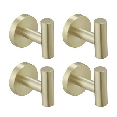 BWE 4-Pieces Round Shape J-Hook Robe/Towel Hook Wall Mount Bathroom Storage Modern