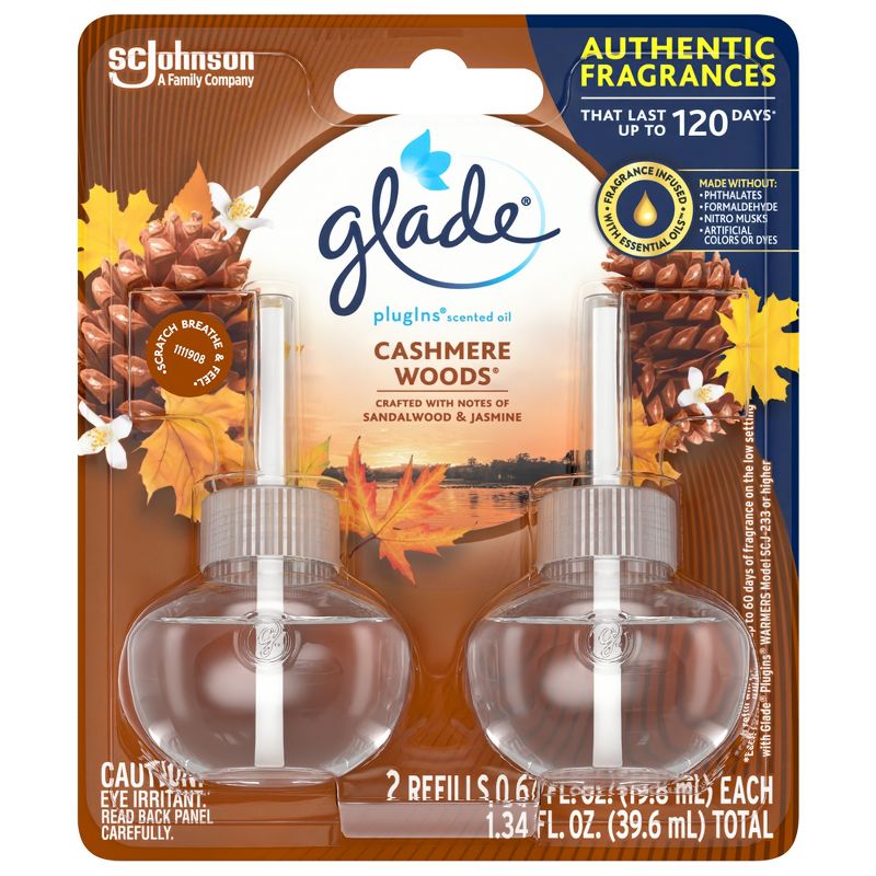Glade PlugIns Scented Oil Air Freshener  Refills - Cashmere Woods - 1.34oz/2pk, 5 of 15