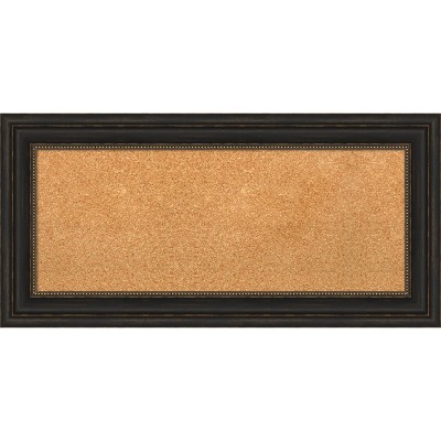 Natural Cork Board with Bronze Beaded Frame, 39" x 22"