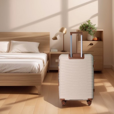 INFURNIC Bag And Luggage Sets Rolling Suitcase Set 3 Piece Hard Suitcases with Wheels, Lightweight Travel Luggage, Beige, 21.46"*12.01"*30.51"
