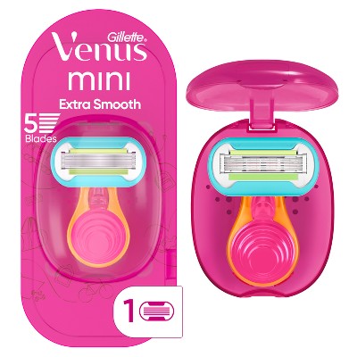 Venus Mini Extra Smooth 5-Blade Women's Travel Razor with 1 Razor Blade Refill and Travel Case