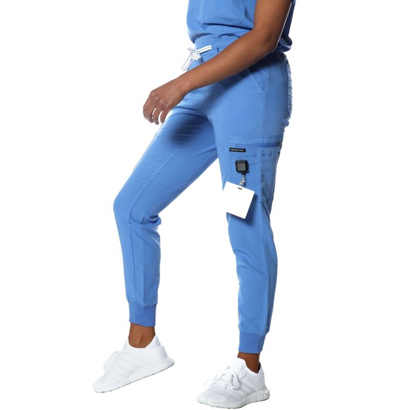 Members Only Women's Jogger Cargo Scrub Pants With 2X1 Rib Bottom Leg (Printed Waist Pocket Bags), 6 of 7
