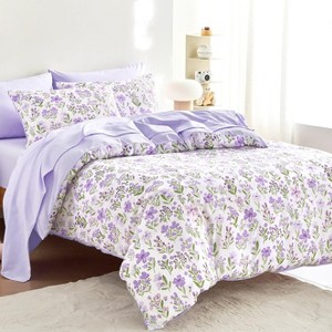 BAGOKIE Twin Size 5 Pieces Kids Bed in a Bag Floral Bedding Set for Girls - 1 of 4