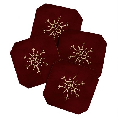 Chelsea Victoria Gold Snowflake No 2 Set of 4 Coasters - Deny Designs