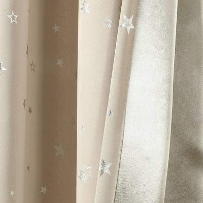 Neutral Polyester Blackout Star Window Curtain Panels