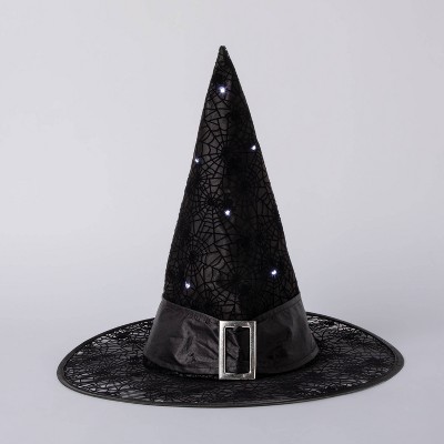 Light Up Glow Black Halloween Witch Hat 