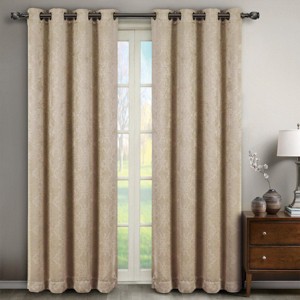 Egyptian Linens Bella Blackout Weave Paisley Grommet Curtain Panels (Set of 2) - 1 of 4