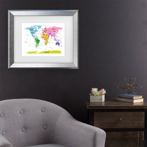 Trademark Fine Art Michael Tompsett World Map for Kids' II Matted Framed Art  - 1 of 4