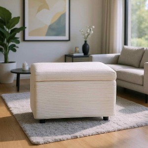 MAYEERTY Corduroy Storage Ottoman, Soft Cushioned, Living Room - 1 of 4
