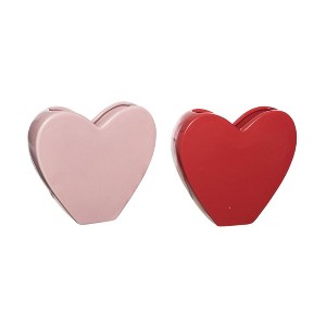 Transpac Ceramic Heart Shaped Vase Set of 2 Home Decorations Valentines - 1 of 1