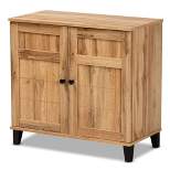 Glidden Wood 2 Door Shoe Storage Cabinet Oak Brown - Baxton Studio