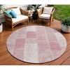 Pink Blush And Ivory Patchwork Washable Indoor Outdoor Area Rug - 2 of 4