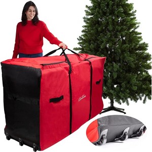 Camerons Christmas Tree Storage Bag - Rolling w Wheels, Heavy Duty 58"x24"x34" Storage Container w Durable Handles and Tight Zipper Closure - 1 of 3
