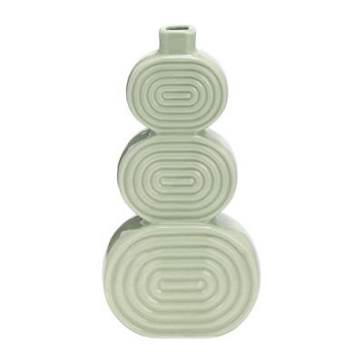 Sagebrook Home Stacked Circle Ceramic Vase - Contemporary Creative Abstract Vase for Home or Office Decorative