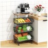 Wikineon 4 Tier Fruit Storage Basket, Fruit Vegetable Cart with Solid Wood, Kitchen Storage Rack with Rollers for Pantry - 2 of 4
