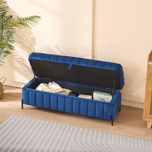 CAVINAS 49.21" Velvet Storage Ottoman Bench,Bed Bench with Hidden Storage Compartment,Multipurpose Footstool for Living Room,Entryway - 1 of 4
