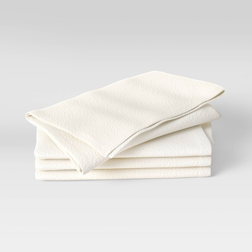 Photos - Tablecloth / Napkin 4pk Cotton Easy Care Napkins Cream - Threshold™