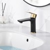 Sumerain Bathroom Sink Faucet Black and Gold Lavatory Faucet 304 Stainless Steel Single Hole - 2 of 4