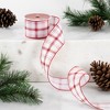 Northlight Red and White Plaid Wired Craft Christmas Ribbon 2.5" x 10 Yards - 2 of 4
