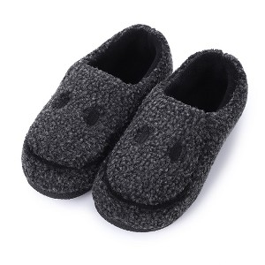 Mens Smile Face Slippers Retro Cozy Comfy Plush Warm Slip-on Slippers Winter Soft Fuzzy Indoor House Shoes with Memory Foam for Men - 1 of 4
