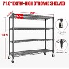 Heavy Duty 5-Tier Industrial Shelving Unit - 3300 LBS Capacity, Adjustable Metal Garage Shelves w/Wheels & Leveling Feet - 2 of 4