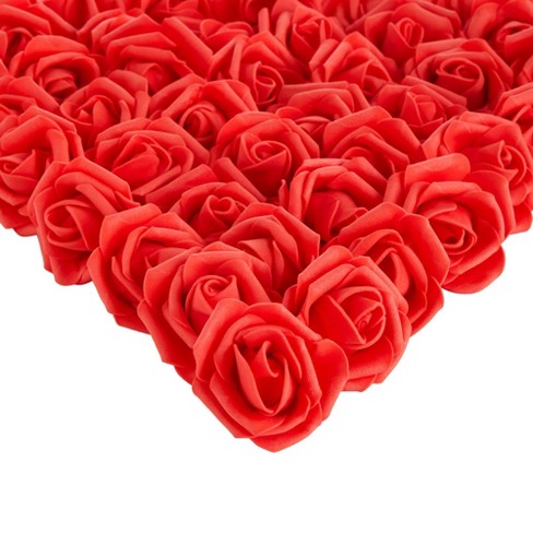 Bright Creations 200 Pack Fake Red Roses, 2 Inch Stemless Foam