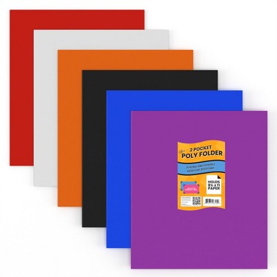 06794: Assorted Colors Poly Folders Without Holes (48 Packs)