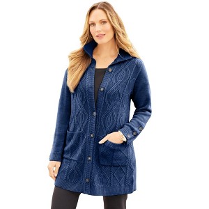 Catherines Cashmiracle; Buttonfront Cable Cardigan - 1 of 2