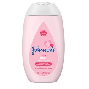 Johnson's Moisturizing Mild Pink Baby Body Lotion, Coconut Oil for Delicate Skin, Hypoallergenic - 13.6 fl oz - 1 of 4