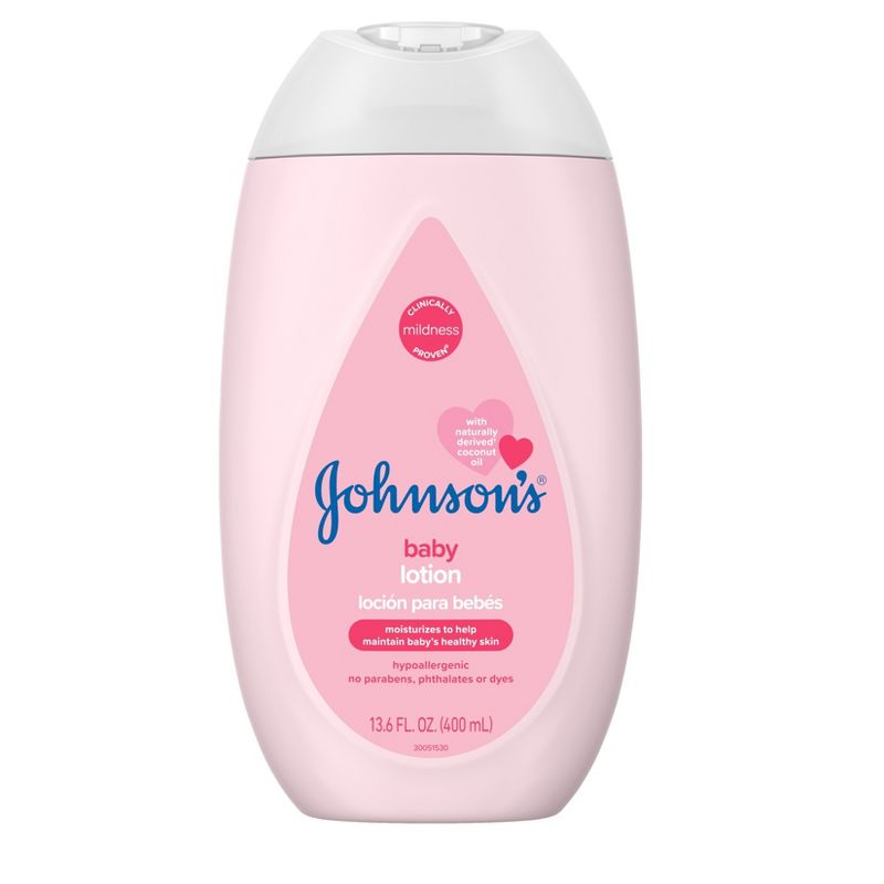 Johnson&#39;s Moisturizing Mild Pink Baby Body Lotion, Coconut Oil for Delicate Skin, Hypoallergenic - 13.6 fl oz, 1 of 10
