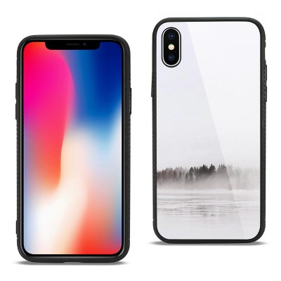 Reiko iPhone X/iPhone XS Hard Glass Design TPU Case with Lake Scene