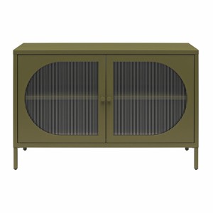 TopComfy Decorative Storage Cabinets 2 Door Accent Cabinet with Fluted Glass Decor Storage Piece Cabinet for Living Room, Green, 44.88"*22.5"*7.25" - 1 of 4