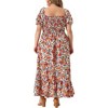 Agnes Orinda Women's Plus Size Floral Short Sleeve Shirred Square Neck Maxi Empire Waist Dresses - 3 of 4