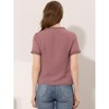 Allegra K Women's Casual V Neck Short Sleeve Semi-Sheer Swiss Dots Blouse - 3 of 4