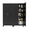 AENKYO 71 Tall Two Shapely Doors Cabinet with Adjustable Shelves, Organization Cabinet, Easy to Assemble, Modern Farmhouse Kitchen Storage Cabinet - 3 of 4