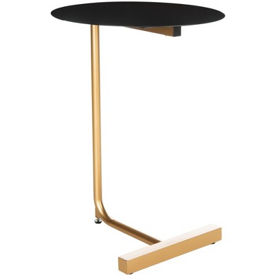 Haylee Black and Gold Round Metal Accent Table