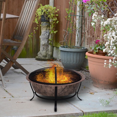Outsunny 35 Outdoor Fire Pit Wood, 35 Fire Pit Screen