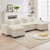 HYLEORY Chenille Fabric Pillow Top Arm U-Shaped Sectional Sofa , Indoor Convertible Modular Sectional Sofa Set with 2 Ottomans for Living Room - 3 of 4