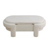 DOMETOUR Off-White Living Room Ottoman - Elegant Upholstered Footstool with Storage - 4 of 4