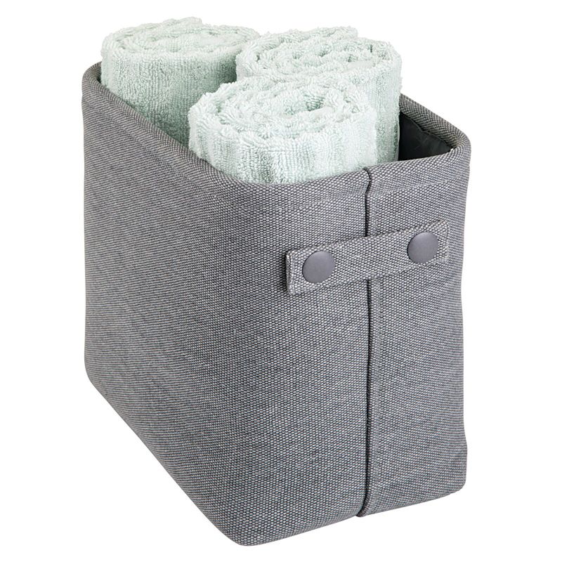 mDesign Cotton Fabric Bathroom Storage Organizer Bin Basket, 1 of 9