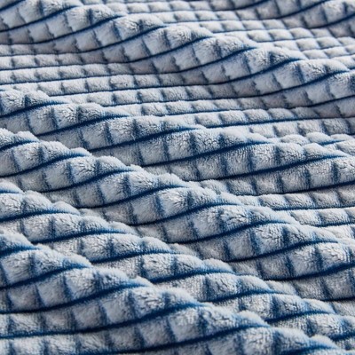 Twin Blue Plush All Season Carved Texture Blanket