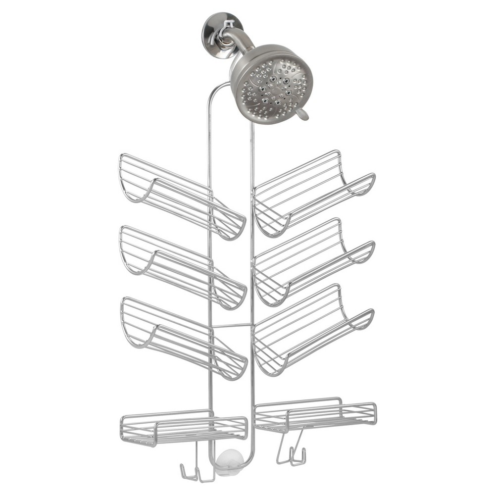 InterDesign Verona Handheld Hose Shower Caddy â€“ Bathroom Storage Shelves for Shampoo, Conditioner and Soap, Silver