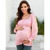 Women's Maternity Tops Elegant Square Neck Lantern Sleeve Blouse - 4 of 4