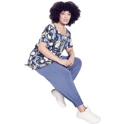 Avenue Women's Plus Size Mae Ruffle Print Top