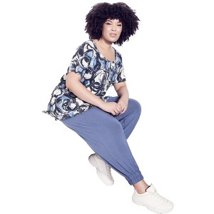 Avenue Women's Plus Size Mae Ruffle Print Top - 1 of 4