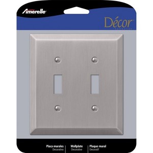 Amerelle Century Brushed Nickel 2 gang Stamped Steel Toggle Wall Plate 1 pk Model #163TTBN - 1 of 1