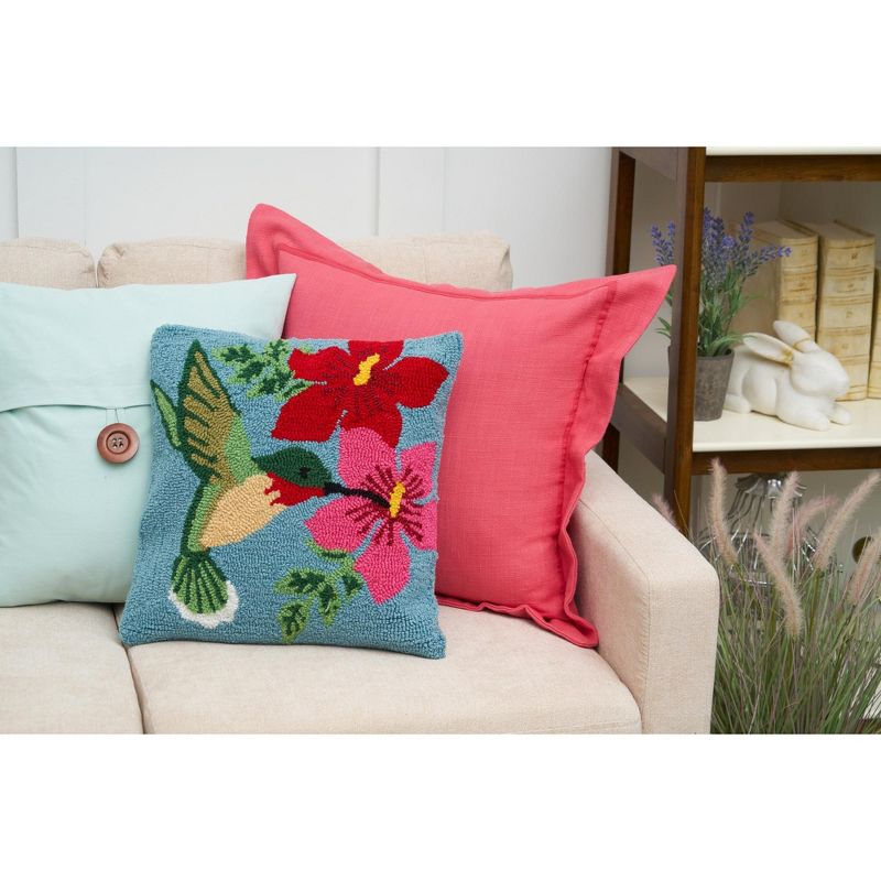 C&F Home 16" x 16" Humming Bird Floral Hooked Pillow, 2 of 6