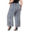 Agnes Orinda Women's Plus Size Boho Palazzo Elastic Waist Stripe Wide Leg Lounge Pants with Pocket - 4 of 4