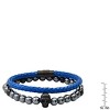 Steeltime Men's 2pc set hematite & black ip stainless steel and blue leather/black ip stainless steel bracelet - 3 of 4